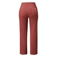 thumbnail image 4 of Hifoo Women Solid Color Straight Solid Color Pants Drawstring Linen Women Elastic Waist Long Cotton Casual Pants Trousers Breathable Slacks, 4 of 4