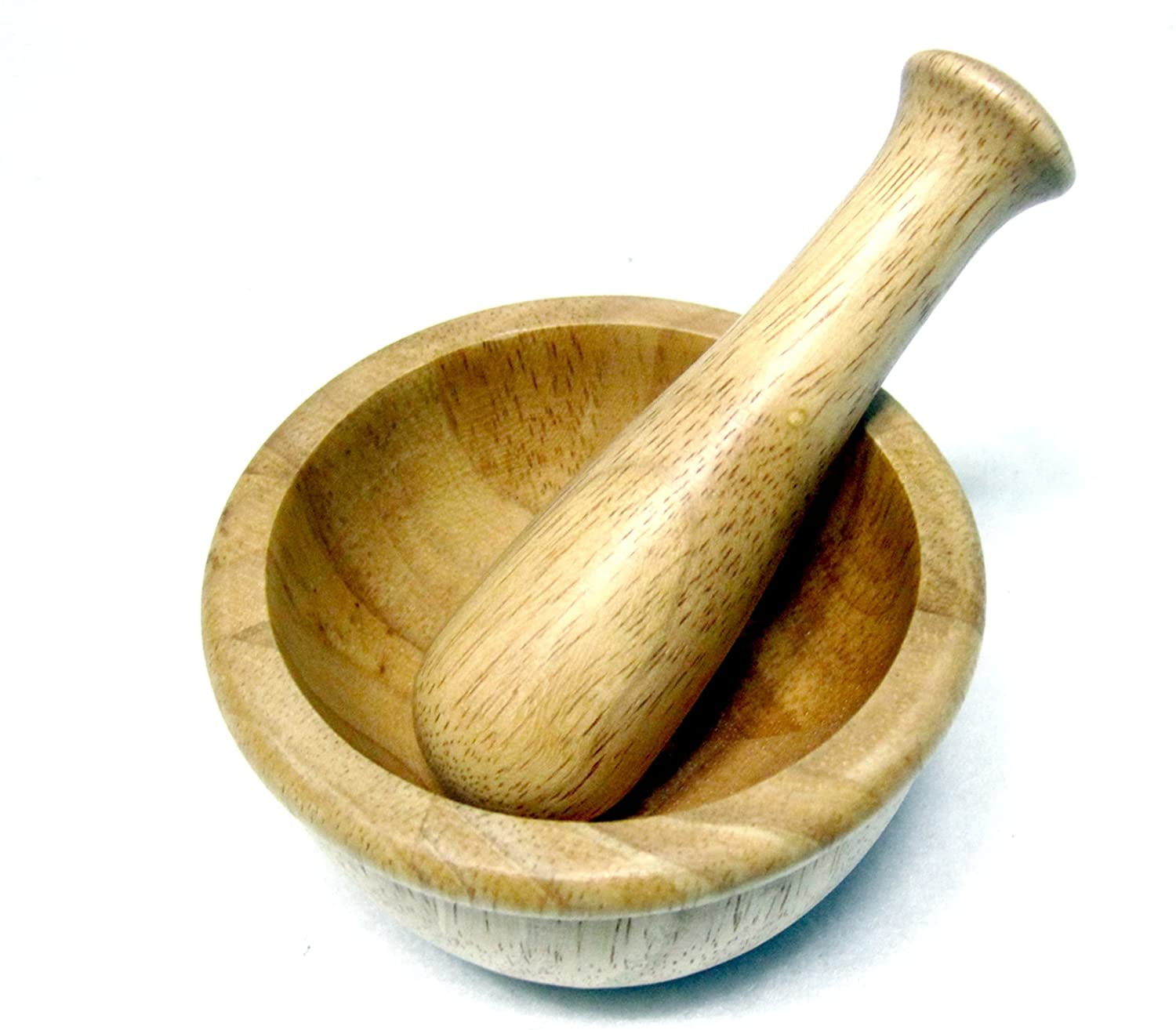 11cm x 11cm Saim Wooden Mortar & Pestles Functional Seasoning & Spice Tools Grinding Bowl Set Garlic Mud Pepper Grinder Crush Pot Kitchen Accessory for Home Cooking Tool 