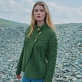 thumbnail image 4 of Ladies 3 Button Meadow Green Cardigan Sweater, Size Medium Made By Aran Woollen Mills, 4 of 7