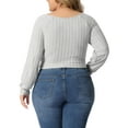 thumbnail image 3 of Agnes Orinda Women's Plus Size Ribbed Knit Soft Warm Outfits Long Sleeve Crop Tops, 3 of 5