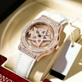 thumbnail image 3 of POEDAGAR Women Rose Gold Snowflake Diamond Leather Hollow Rotation Watch Waterproof Female Wristwatch, 3 of 6
