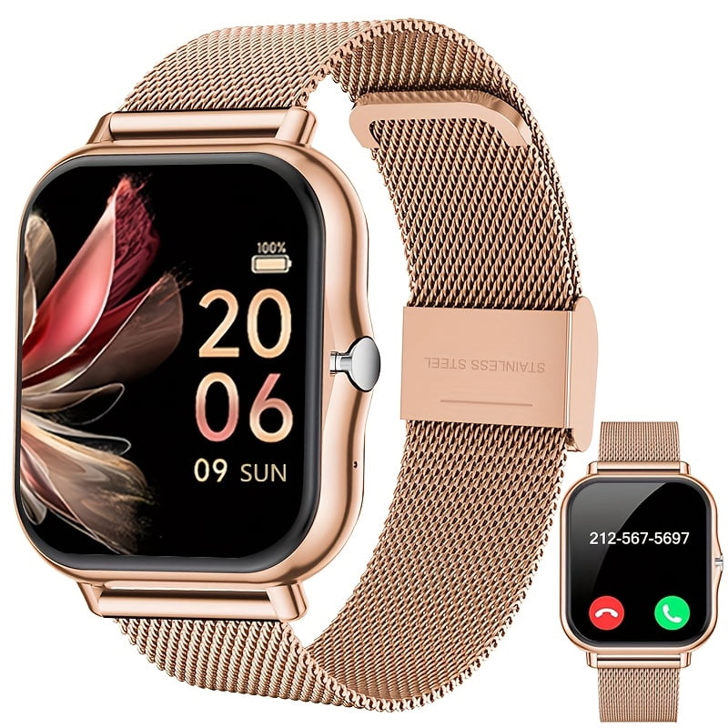 Smartwatch for Men and Women with Stainless Steel Mesh Band, Multiple Sports Modes, Compatible with iPhone and Android Systems, the Perfect Gift Choice