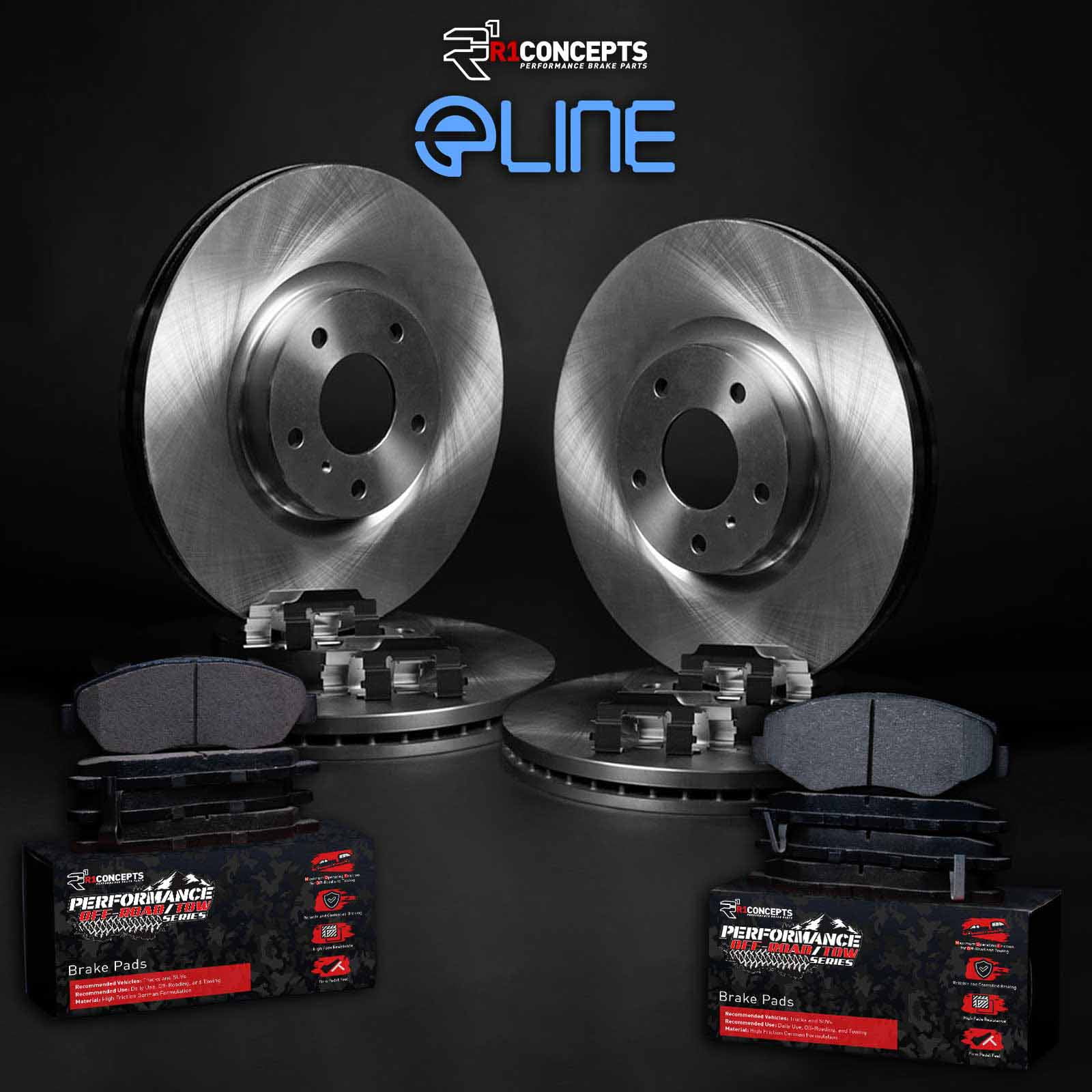 R1 Concepts Performance Off-Road Front Rear Brakes pads and Rotor, Hardware Kit WFVH2-42035
