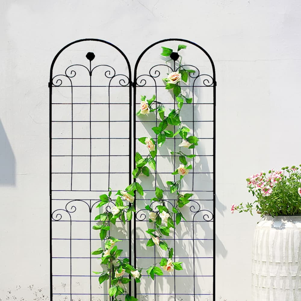 Tcbosik 4 Pack Garden Trellis for Climbing Plants Outdoor, 86.7" x 19.7" Metal Decorative Trellis for Vine Vegetable Flower Ivy Cucumber, Black
