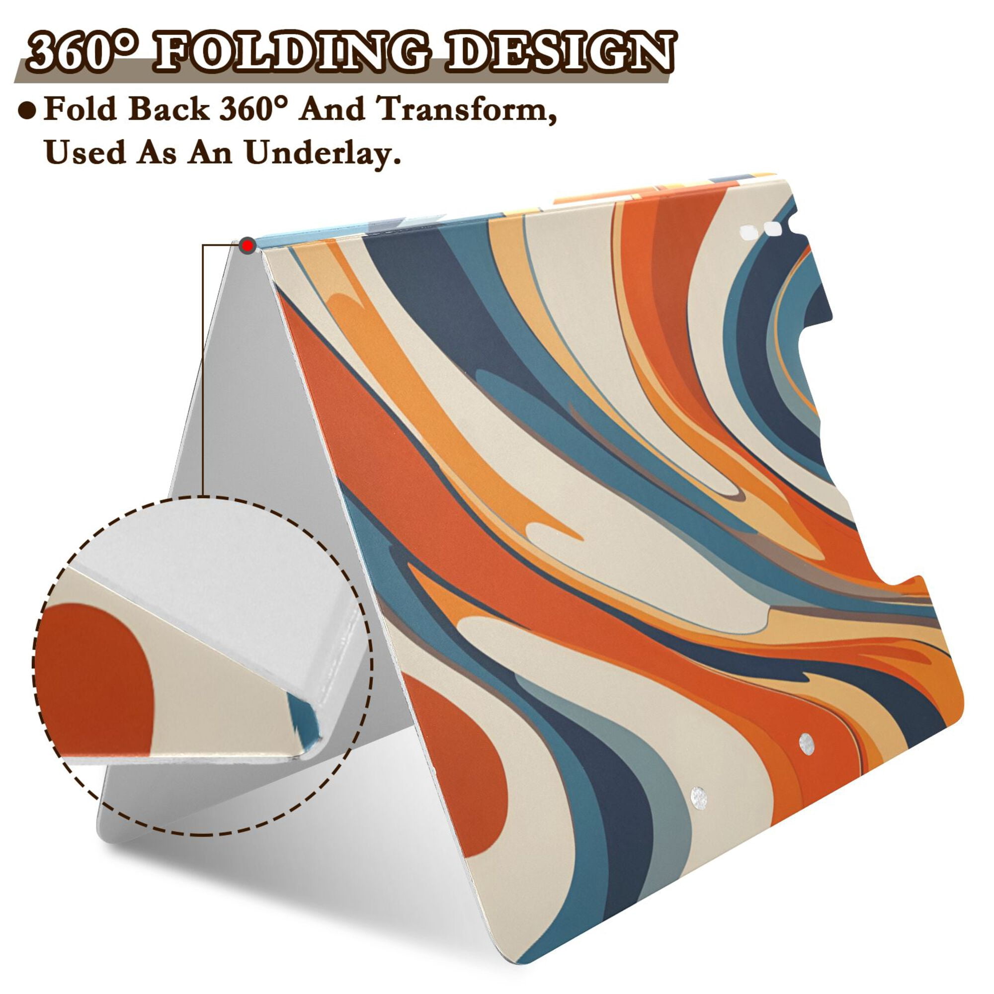 FORMRS A4 Clipboard Folder with Pen Holder Horizontal Foldable School Office Binder, Beige Abstract Wavy