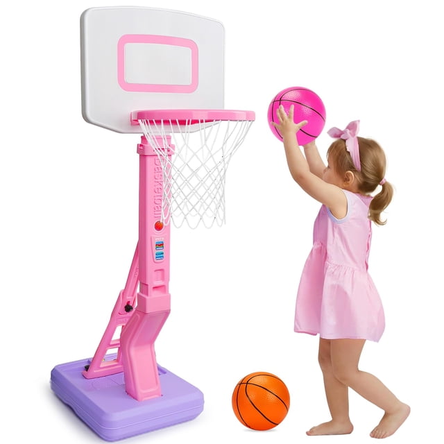 Canasta de baloncesto Basytodio para niñas pequeñas, color rosa, para interiores y exteriores