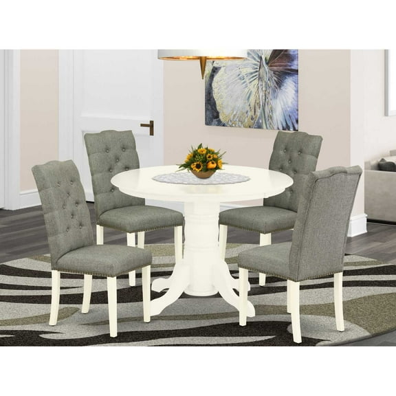 East West Furniture Dining Room Set Linen White, SHEL5-WHI-07
