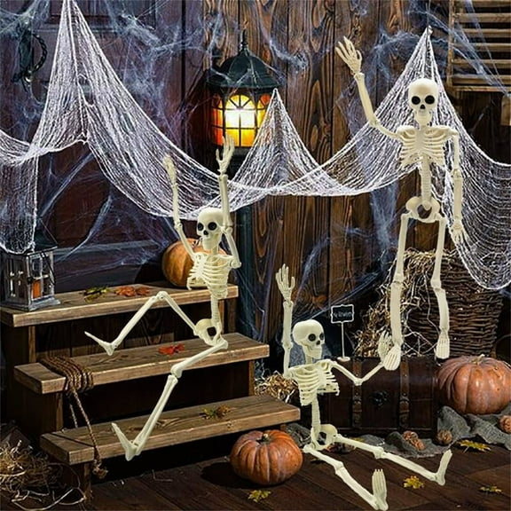 NOBRAND Halloween Decorations Outdoor - Moving Life-Size Skeleton Witch with Glowing Eyes & Chain,Halloween Skeleton Simulation Skeleton Decoration House Holiday Scene Decoration Props