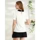 thumbnail image 5 of INSPIRE CHIC Blusa De Manga Corta Con Cuello Peter Pan En Contraste Vintage Para Mujer Blanco S, 5 of 6