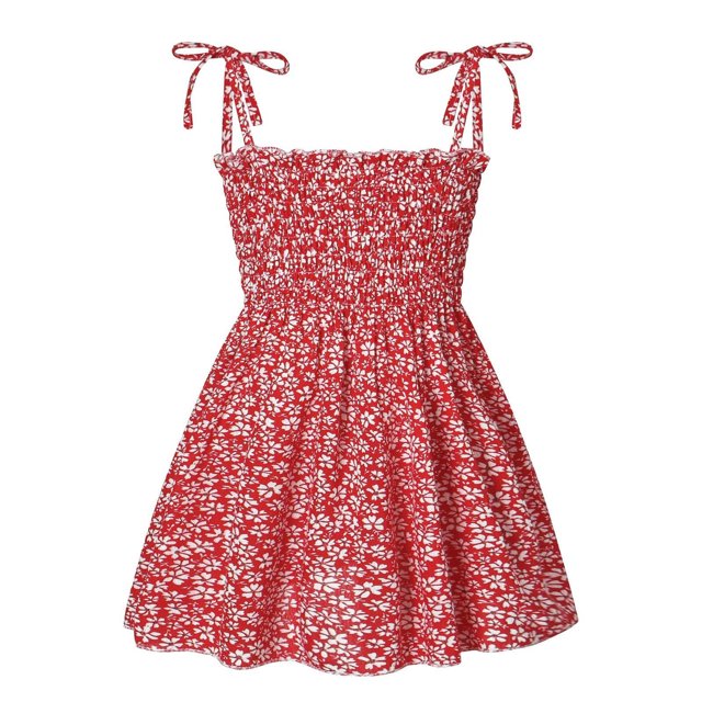 Robe d'Été pour Filles Été Bébé Filles Robe Sans Manches à Bretelles Imprimé Graphique Vêtements pour Enfants