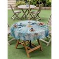 thumbnail image 4 of Outdoor Tablecloth with Umbrella Hole for Patio/Picnic/Party/Camping, Coastal Starfish Waterproof Table Cloth Round Cover Washable, Nautical Ocean Creature Eucalyptus Leaf (Dia 54"), 4 of 8