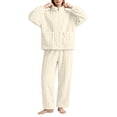 thumbnail image 2 of StSilkitty Women Fleece Pajama 2 Piece Sets Long Sleeve Zip up Cable Coat and Pants Sleepwear Set with Pockets Winter Warm Loungewear, 2 of 9