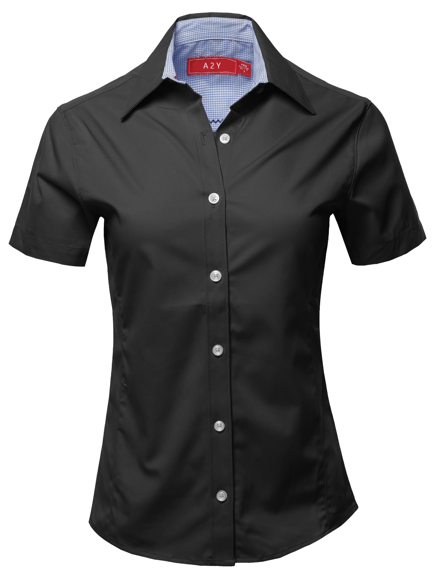 A2Y - A2Y Women's Basic Durable Short Sleeve Button Down Business ...