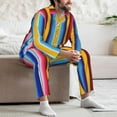 thumbnail image 7 of Goofa Yellow Blue Mexican Blanket Stripes for 2-piece Loungewear Set Men’s Sleepwear Set Soft PJs Cozy loungewear Comfy Sleep Set Winter Pajamas-Small, 7 of 7