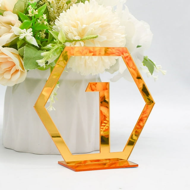 Mashaouyo Desktop Decor Three Dimensionals Gold And Silver Acrylic Wedding Digital Table Number Card Table Seat Card Mirror Table Ornaments