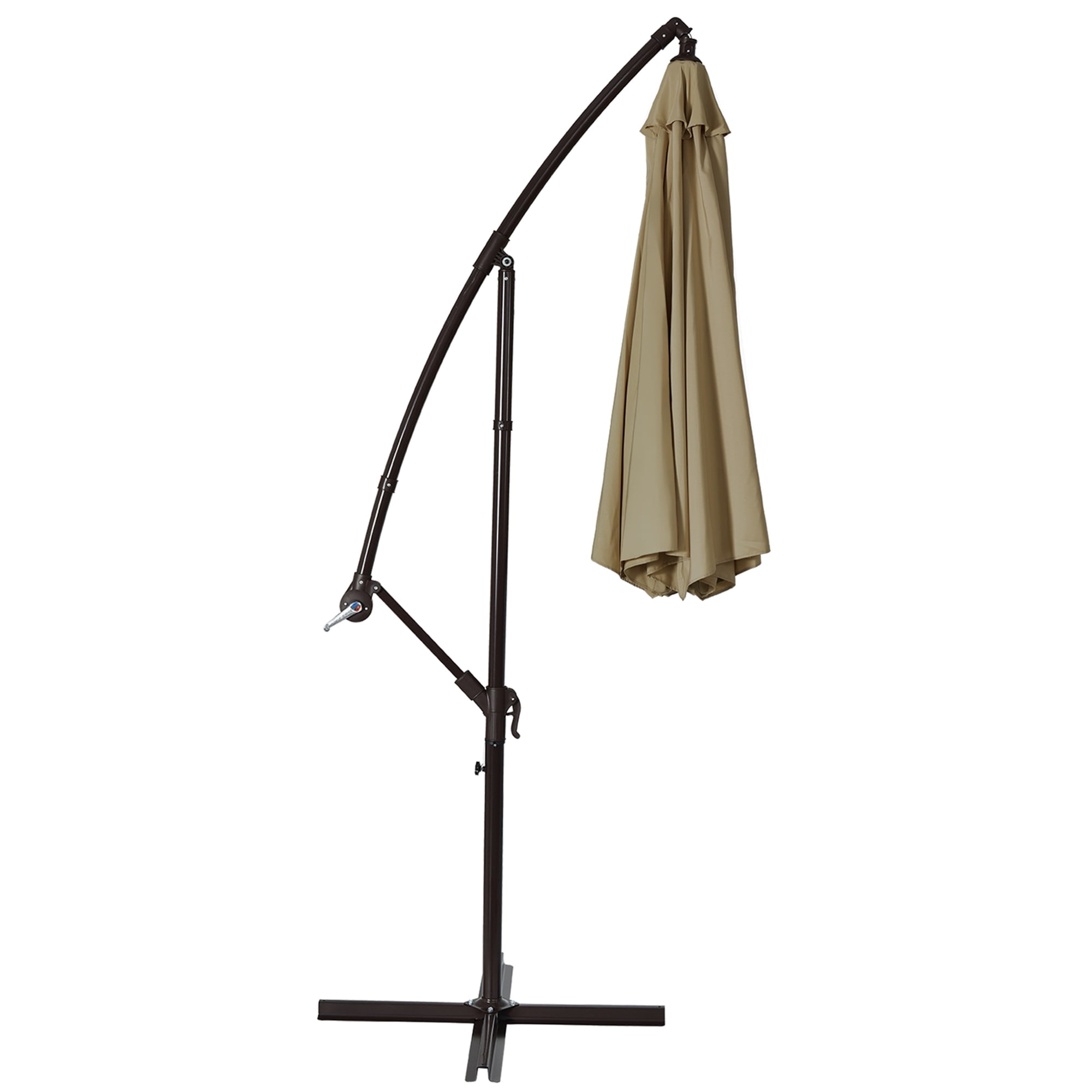 Gymax 10 ft Patio Cantilever Offset Umbrella Yard Garden Outdoor w/ 8 Ribs Tan