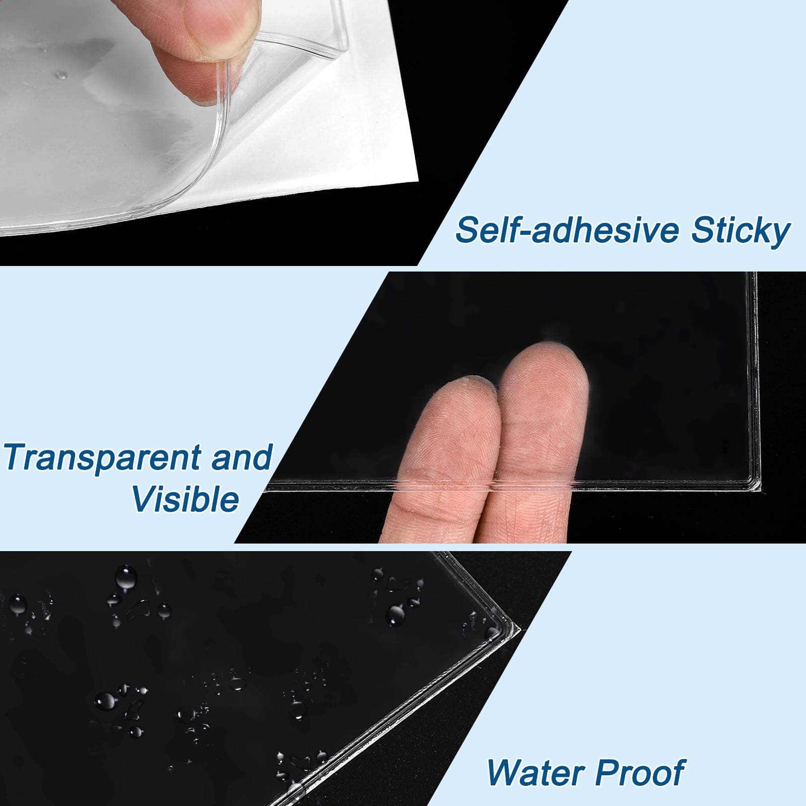 Uxcell 35 Pcs Self Adhesive Index Card Pockets with Top Open, 4.3" x 7.1" Clear Plastic Labels Holders Card Holder for Libraries Organizing and Protecting Index Cards, Transparent