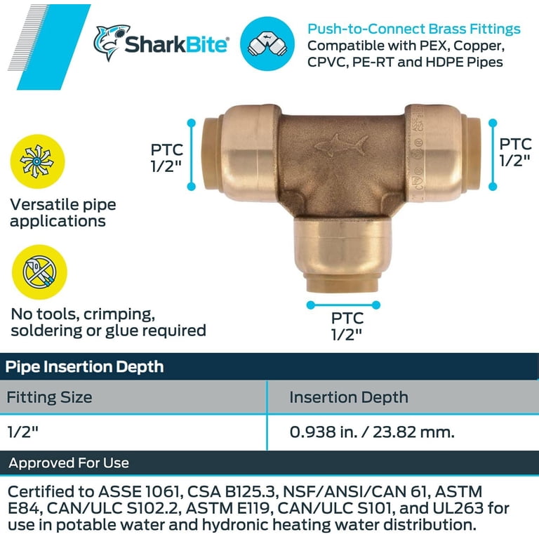 SharkBite 1/2 in. x 3/4 in. MHT Push-to-Connect Angle Washing Machine SharkBite 1/2 in. x 3/4 in. MHT Push-to-Connect Angle Washing Machine