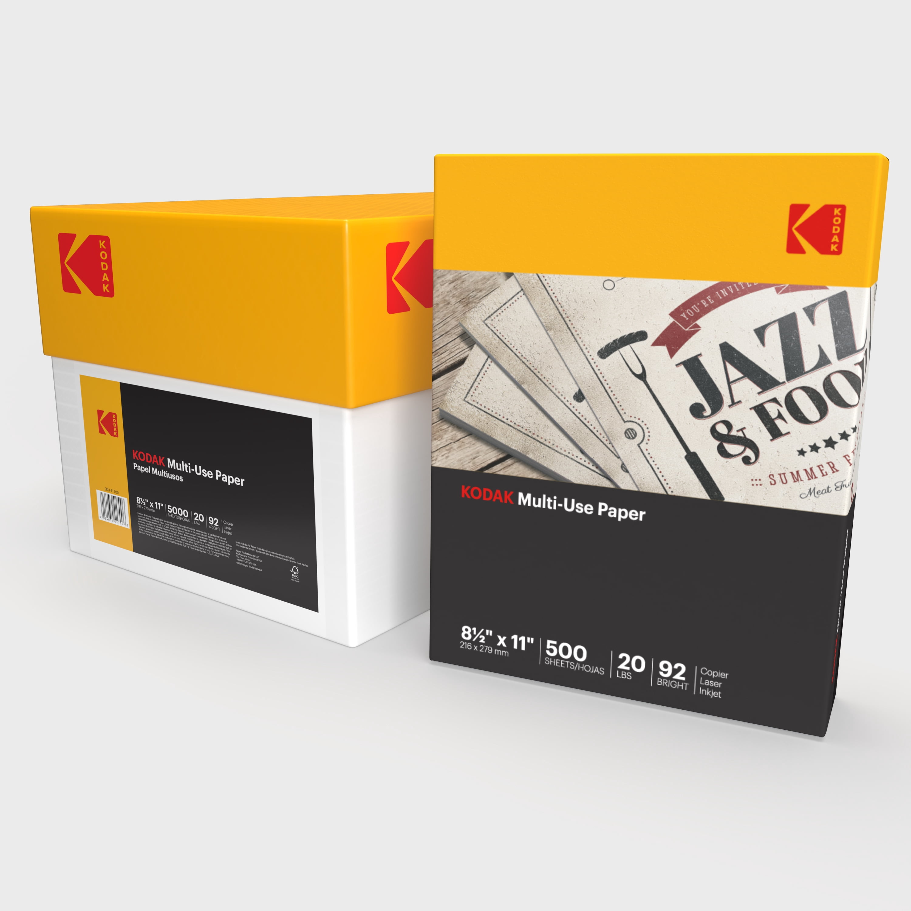 KODAK Printer Paper 20 lb Multi-Use Copy Paper 8.5 x 11, 92 Bright | Carton| 5,000 Sheets