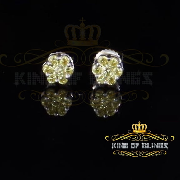King of Bling's 1.14ct Cubic Zirconia 925 White Silver Sterling Hip Hop Floral Women's Earrings
