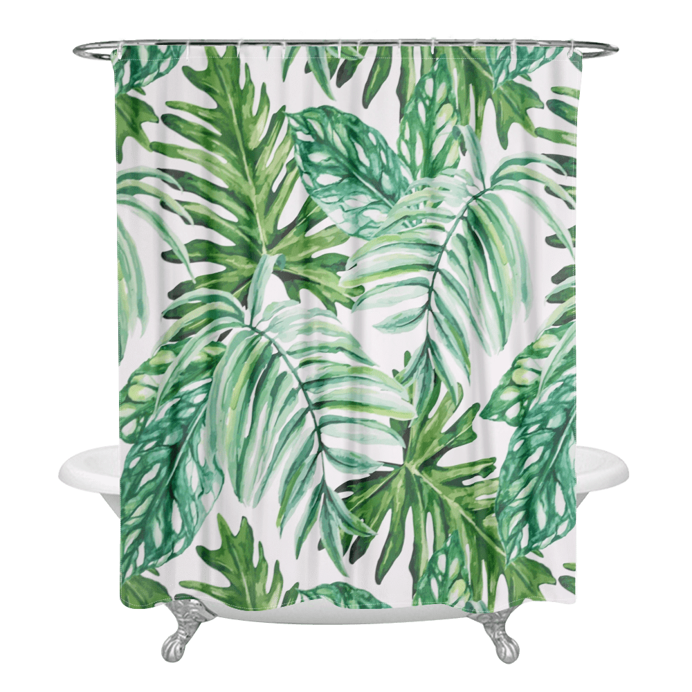 Hawaiian Style leaf Shower Curtain Bathroom Curtain Set Waterproof Fabrics Bath Screen with