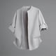 thumbnail image 1 of Ceisia Men's Oversize Stand-Collar Full-Button 3/4 Sleeve Shirt Multi-Solid Gift, 1 of 6