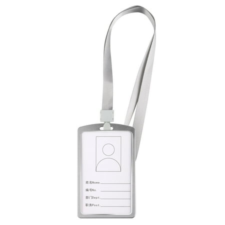 Silver Badge Insert - EEEKit Badge Card Holder,Aluminum Alloy Vertical Style ID Card Badge Holder with 17.7inch Detachable Neck Strap For Working Card, ID Card, Bus Passes, etc(Black/Silver)