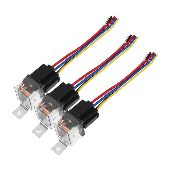 Unique Bargains 3 Pcs DC 24V 80A SPDT Automotive Car Relay 5 Pin 5 Wires with Harness Socket Plug