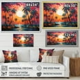 thumbnail image 4 of Designart "Orange Pink Palm Trees modern VI" Palm Trees Floater Framed Wall Art Print, 4 of 7