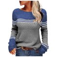 thumbnail image 2 of Fair Isle Sweater for Women Crew Neck Striped Sweater Loose Comfortable Fall Winter Long Sleeve Pullovers Top Multicolor, 2 of 6