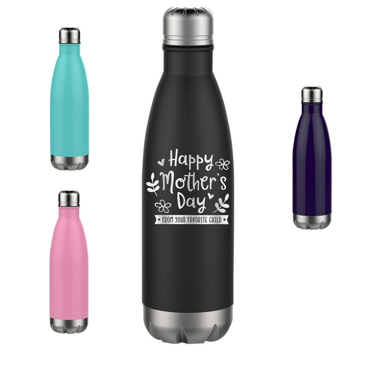 Happy Mother's Day From Your Favorite Child - 17 oz Water Bottle Engraved  Unique Funny Birthday Gift Graduation Gifts for Women Mothers Day Mom Wife Mama  Mummy Mother (17oz Water, Black) 