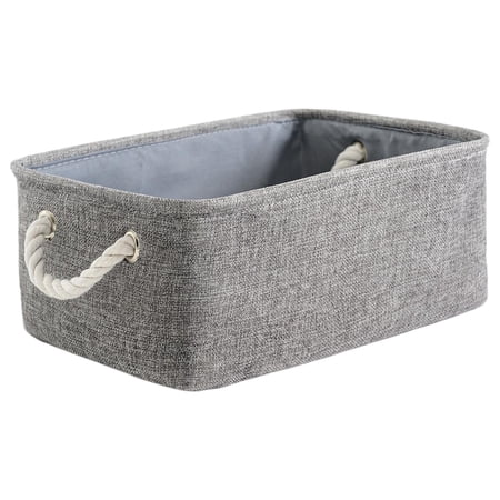 Grey Fabric Storage Baskets Set, Canvas Storage Bins for Home Organization, Nursery Toy Storage, Decorative Rectangular Baskets for Shelves (3 Sizes) S