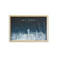 thumbnail image 1 of Las Vegas Wall Art with Frame, Winter Night Themed Nevada Casino City Skyscraper Silhouettes and Snows, Printed Fabric Poster for Bathroom Living Room, 35" x 23", Night Blue Pale Grey, by Ambesonne, 1 of 2
