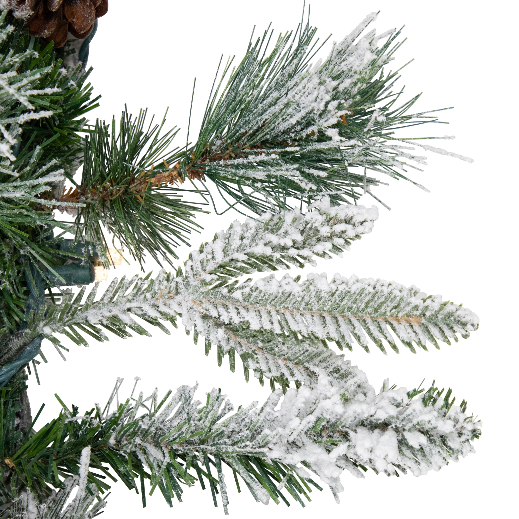 9' x 14" Pre-Lit LED Flocked Rose Mary Emerald Angel Pine Artificial Christmas Garland - Clear Lights