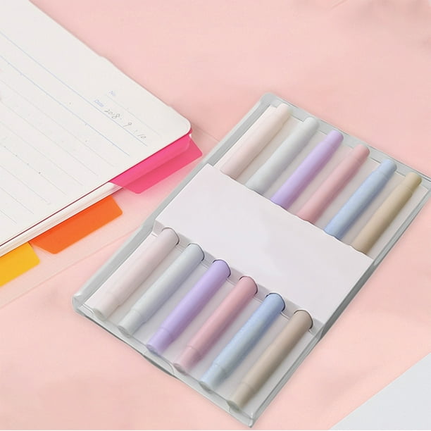 Paquete de 6 resaltadores de doble punta con pincel suave | Bolígrafos de gel multicolor de 2 ml de tinta | Escritura suave | Gran capacidad | Apuntes para estudiantes | Dibujo | Oficina | Uso e