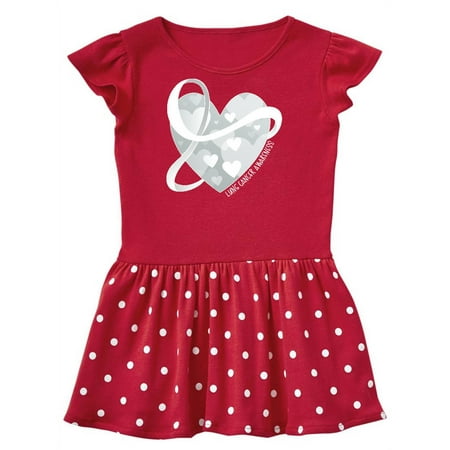 

Inktastic Lung Cancer Awareness White Ribbon Around Heart Gift Toddler Girl Dress