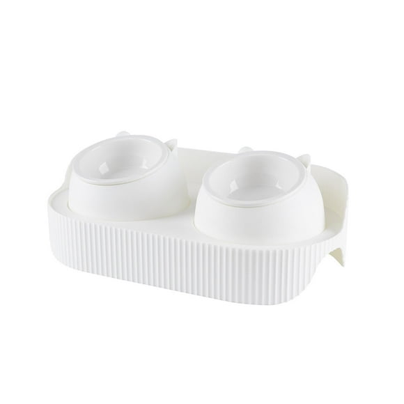 Comederos elevados para gatos de interior, inclinados, con cuello. Blanco