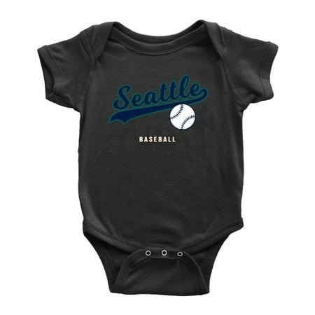 

Cute Seattle Baby Bodysuits Baseball Fan Baby Jersey Clothes for Boys Girls (Black 3-6 Months)