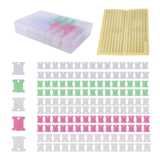 152 Piezas Accesorios de Punto Que Incluyen Bobinas Hilo Bordar Caja Organizadora y Pegatina NúMero Dental