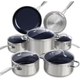 thumbnail image 1 of Nuwave Healthy Duralon Blue - Juego de utensilios de cocina antiadherentes de cerámica, con infusión de diamante, resistente a los arañazos, sin PFAS, apto para lavavajillas y horno, listo para inducc, 1 of 5