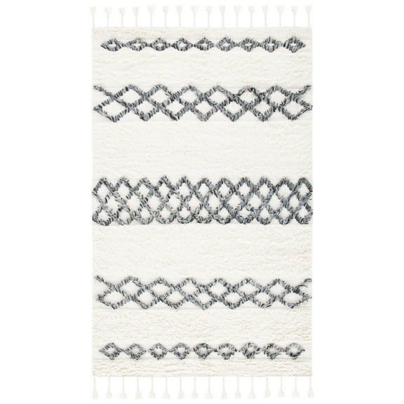 SAFAVIEH Casablanca Lalia Geometric Area Rug, Ivory/Dark Grey, 8' x 10'