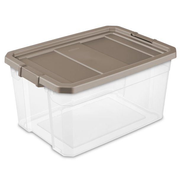 Sterilite Plastic 76 Qt. Stacker Box, Taupe Splash