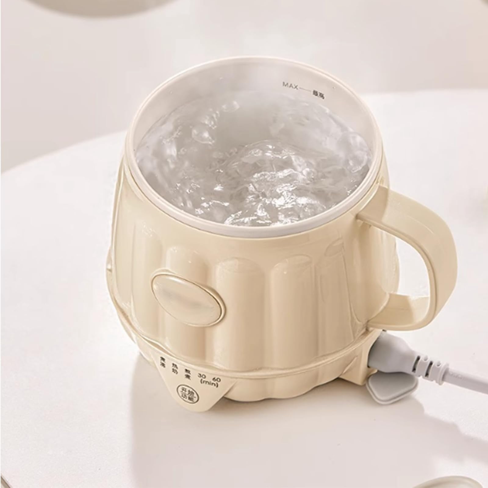 Multifunction Electric Heated Milk Cup, 600ml 3-in-1 Mini Electric Heater Cup, Portable Stainless Steel Automatic Milk Warmer,Rechargeable,for Quick Meals at Home or in The Office (Yellow)