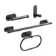 thumbnail image 1 of Juego de accesorios de baño negros, soporte para toallas de baño sin perforación de 4 piezas, anillos para toallas de acero inoxidable negros, soporte adhesivo para papel higiénico, 1 of 5