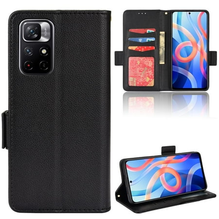 

Case for Xiaomi Redmi Note 11 5g Side Buckle Magnetic Card Slots Holder Pu Leather Wallet