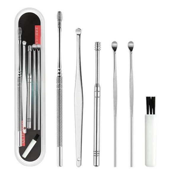 Deals of The Day Clearance! Portable Earwax Removal Kit with 6 Stainless Steel Tools, Ear Cleaning Set for Effective Earwax Removal at Home