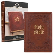 KJV Holy Bible, Thinline Large Print Faux Leather Red Letter Edition Thumb Index & Ribbon Marker, King James Version, Antiqued Brown