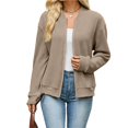 thumbnail image 2 of Wevis Women's Zip Up Fall Jacket, Long Sleeve Ribbed Knit Autumn Cardigan, Casual Loose Lightweight Sweater Coat, 2 of 7