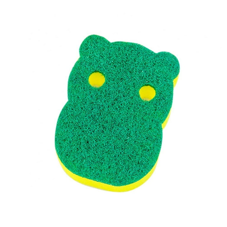 S-Shape Heavy Duty Scrub Sponges - Dishwashing Sponge Along with A Tough Scouring Pad - Ideal for Cleaning Kitchen, Dishes, Bathroom - Yellow - 6 Dish