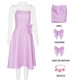 thumbnail image 1 of Margot-Disfraz de Cosplay para mujer y niña, collar de vestido a cuadros con corazón, pajarita, cinturón, traje de carnaval, fiesta de Halloween, color rosa, 1 of 4